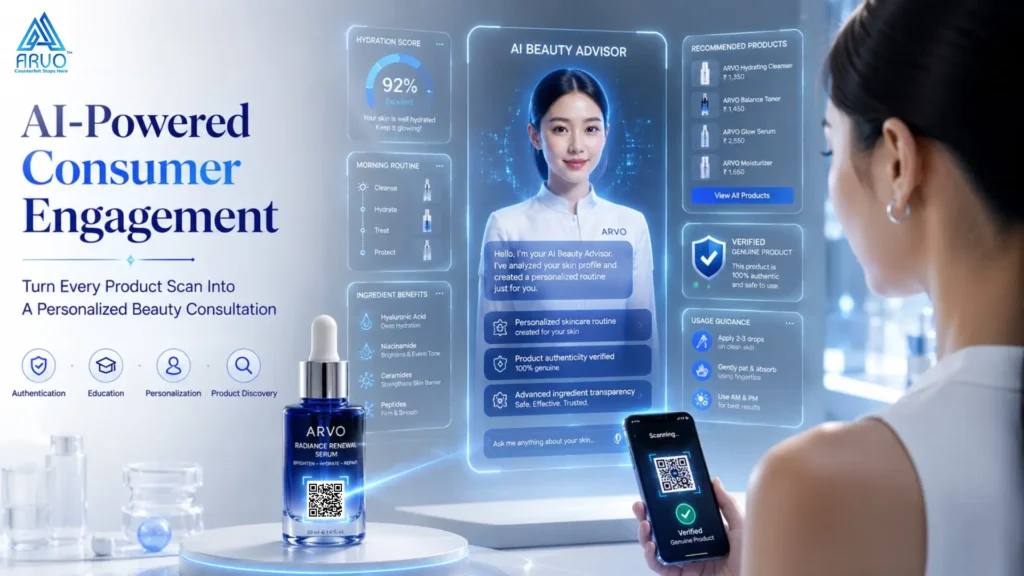 AI powered consumer engagement after QR code beauty product verification India