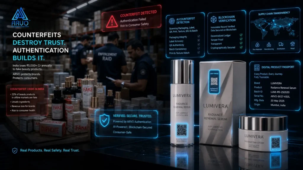 Counterfeit cosmetics seized during enforcement raids in Indian cities