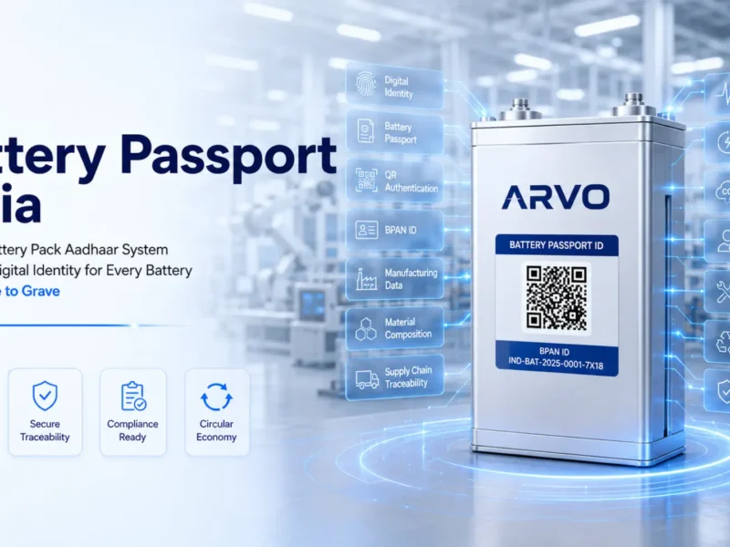 Lithium ion battery on assembly line receiving unique battery aadhaar system identification