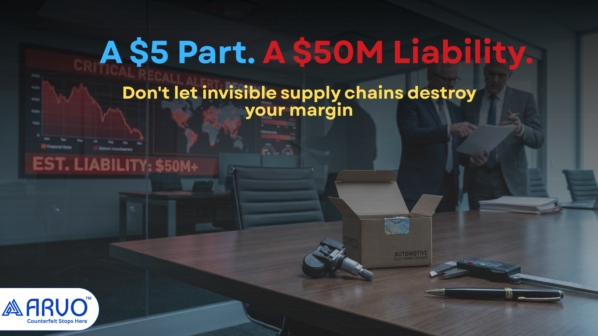 Counterfeit automotive spare part showing aftermarket counterfeit parts causing P&L losses, warranty costs, and automotive recall risk for OEMs.